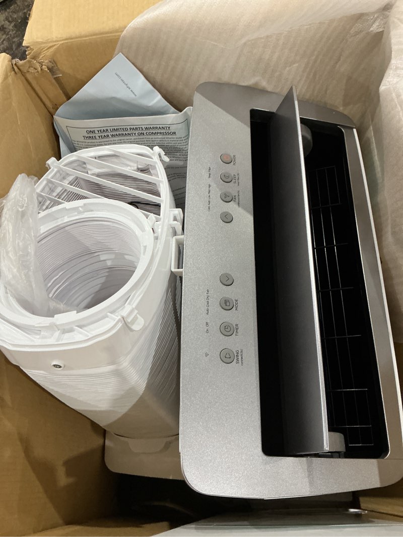 Condition photo showing As Is for whynter arc-1230wn 14,000 btu (12,000 btu sacc) nex inverter dual hose cooling portable air conditioner, dehumidifier, and fan with smart wi-fi, up to 600 sq ft in white 1 count (pack of 1) cooling only air conditioner
