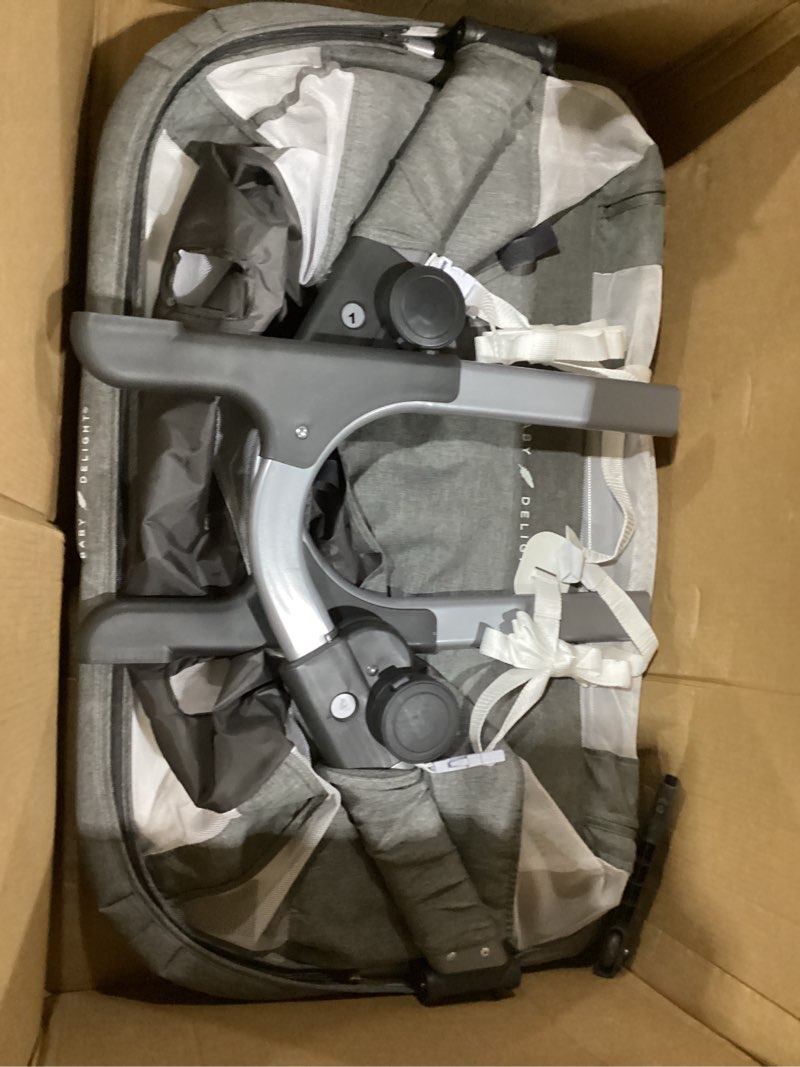Condition photo showing As Is for baby delight beside me dreamer bassinet | bedside sleeper | 6-position height adjustment | charcoal tweed grey