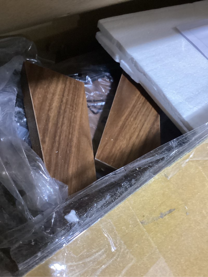 Condition photo showing Good Condition for Record Player Stand, Turntable Stand with Record Storage and Charging Station & USB Ports, Record Player Table with Metal Divider, Record Stand Up to 120 Albums for Living Room, Bedroom Brown