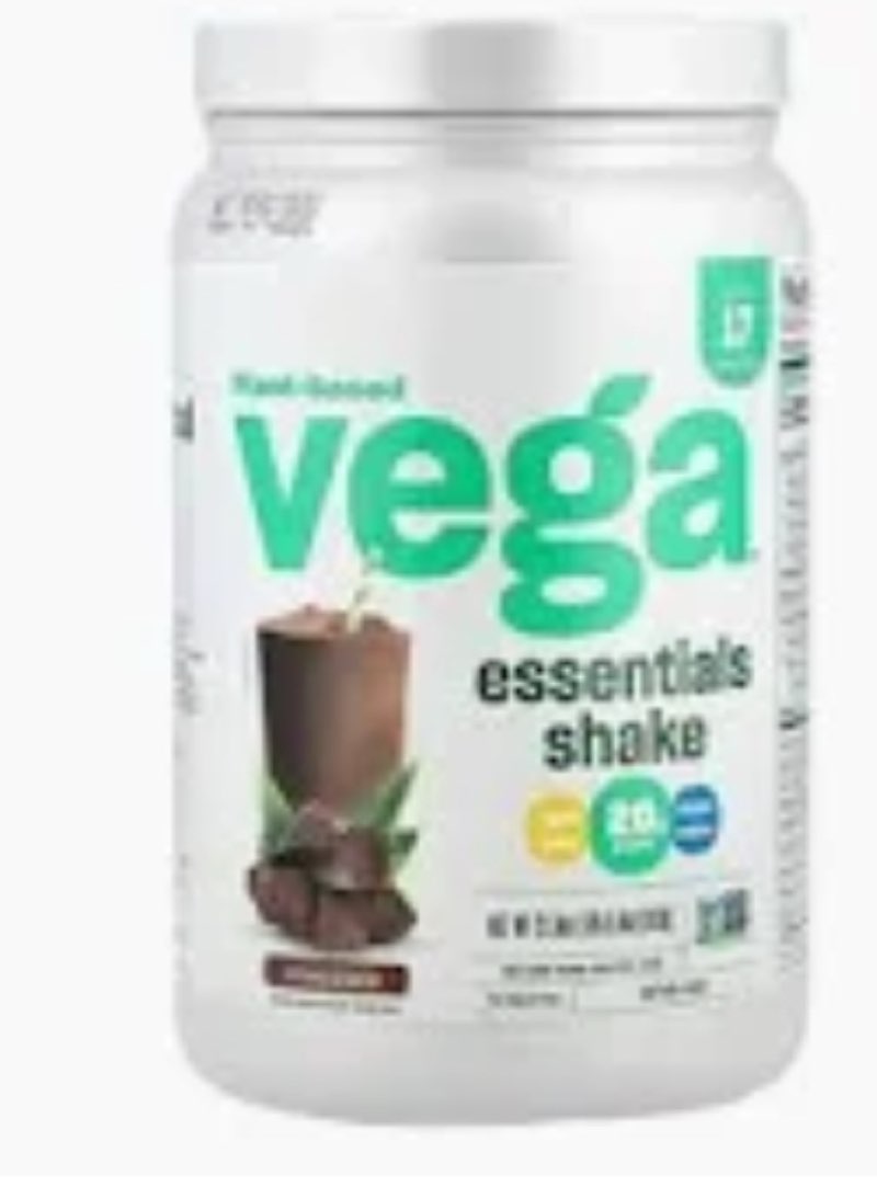 (Best by:13/OC/2025) Vega Essentials Shake Chocolate(17 Servings, 21.6 Ounce) - Plant Based Vegan Protein Powder, Non Dairy, Gluten Free, Smooth and Creamy, Non GMO Essentials Chocolate (Large Tub)