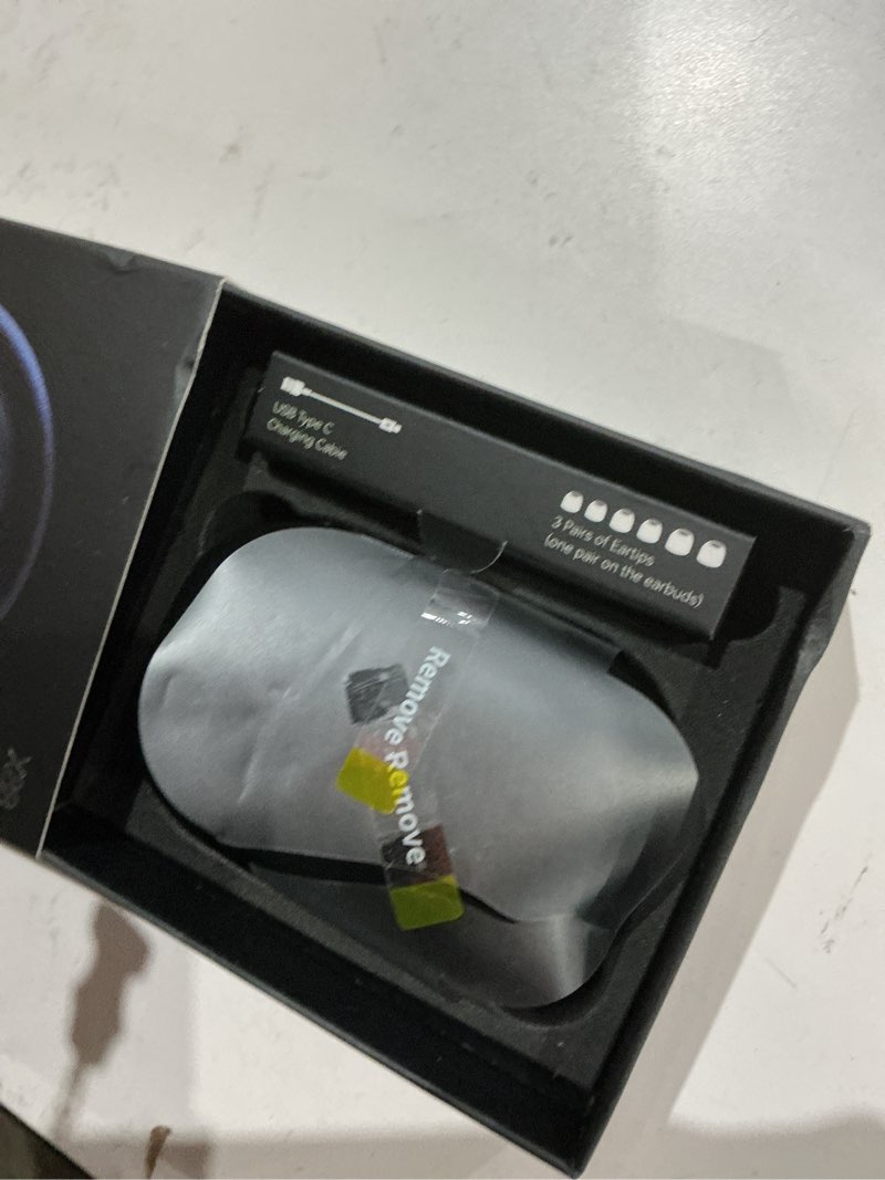 Condition photo showing As Is for hybrid active noise cancelling wireless ear buds 80 hrs playtime hi-res stereo quality bluetooth earbuds with transparency mode headphones bluetooth earhooks anc earphones for work sports travel black