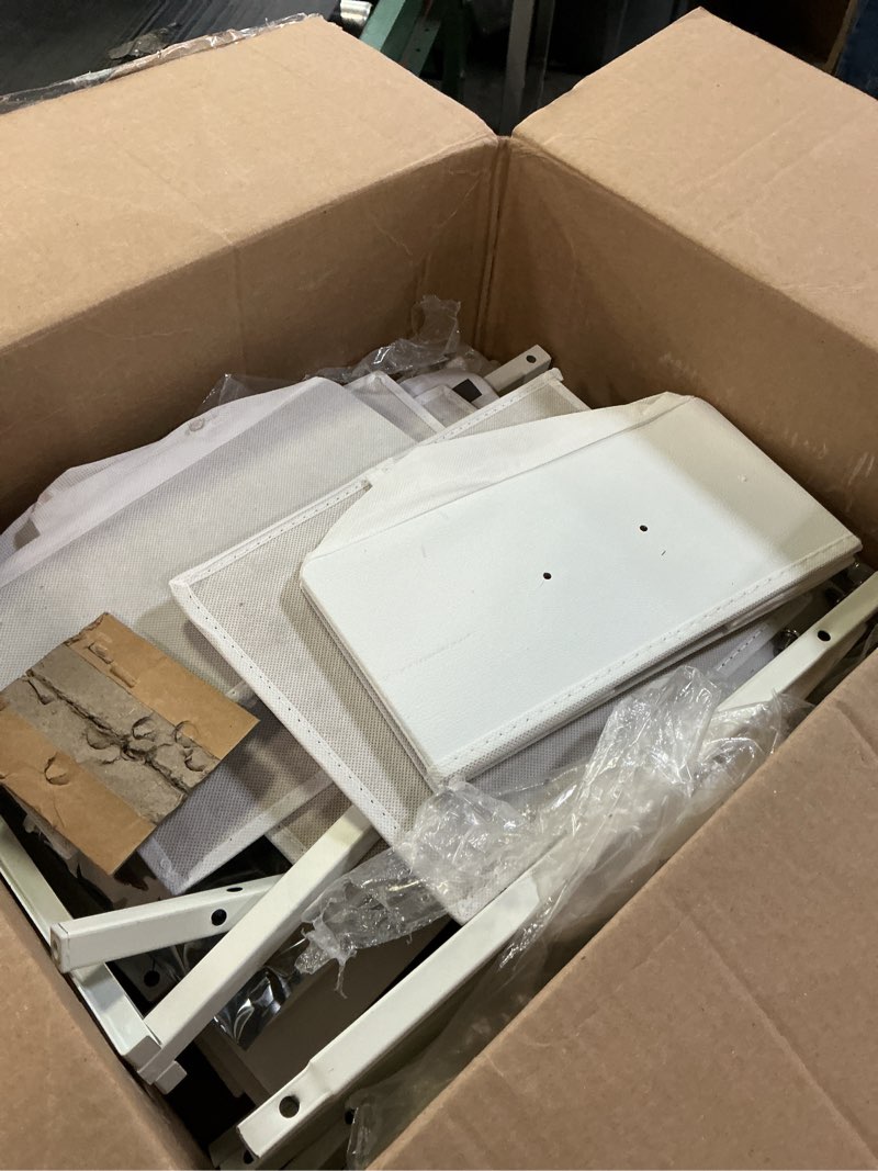 Condition photo showing As Is for Furologee 38in Console Table with 3 Drawers, Small Sofa Table with Lights and Power Outlets, Hallway Tables with 3-Tier Shelves, White Narrow Console Table for Entryway, Living Room, Couch, Foyer 38Inch With Outlet & Light White