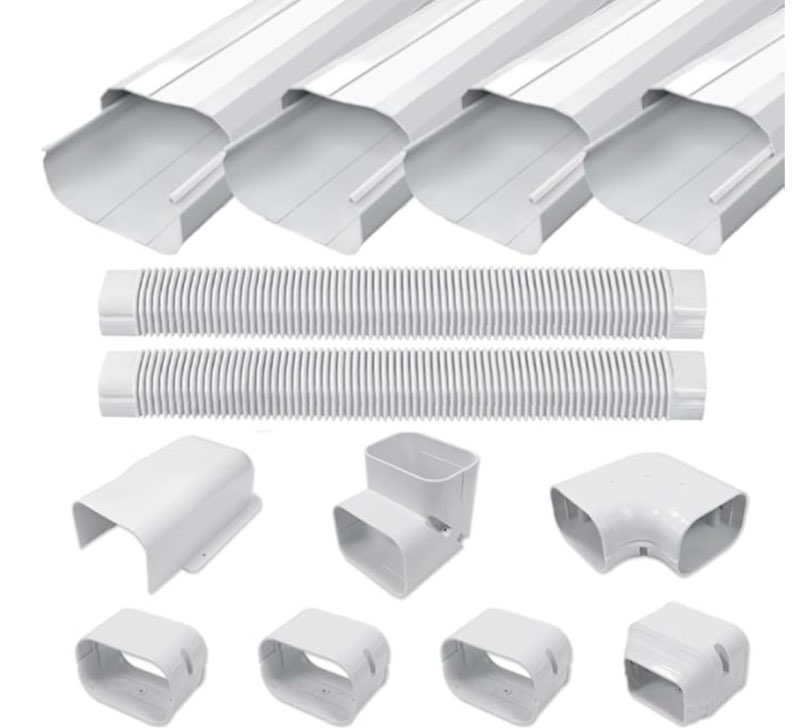 mini split line cover set kit 4” 17ft, ductless pipe cover for mini split line, line set cover for mini split air conditioner, central ac pipe cover
