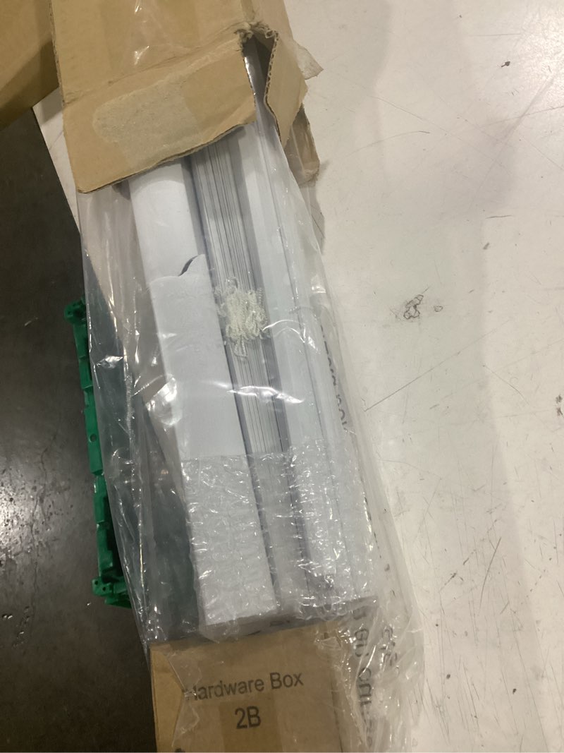 Condition photo showing As Is for lazblinds 1" light filtering vinyl mini blinds, white, 33.5" w x 48" h | horizontal window blinds for home, cordless shades for indoor windows white 33.5"w x 48"h