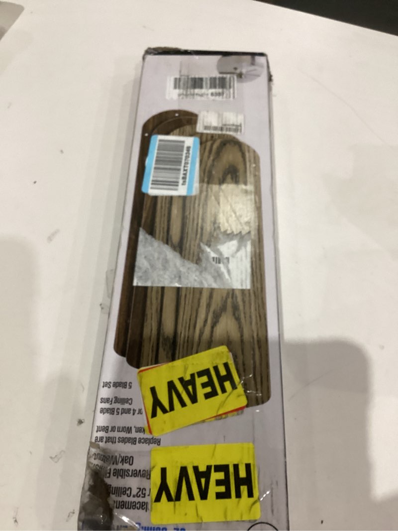 Condition photo showing As Is for westinghouse lighting 7741500 52-inch oak/walnut replacement fan blades, five-pack