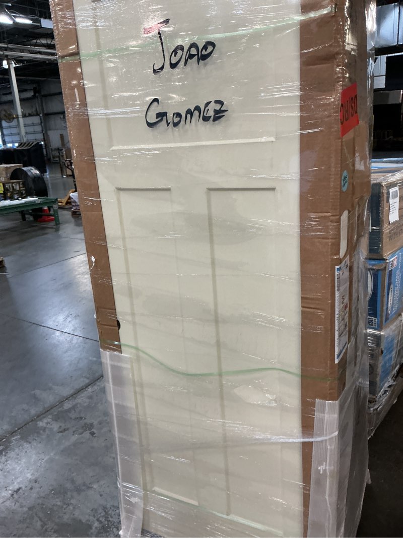 Condition photo showing New/Like New for 32 in. x 80 in. 3 panel craftsman primed left-hand smooth solid core molded composite mdf single prehung interior door