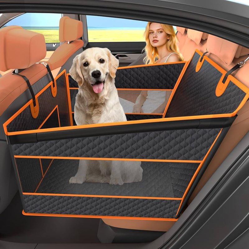 instraella dog car seat for large dogs ,back seat extender for dogs foldable pet car seat with waterproo 