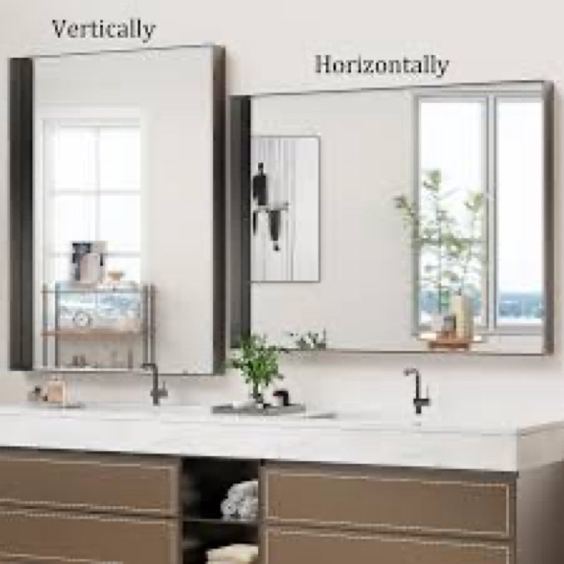 Koonmi Black Framed Bathroom Mirror - 36x48 Inch Shatterproof Tempered Glass Vanity Mirror for Bathr