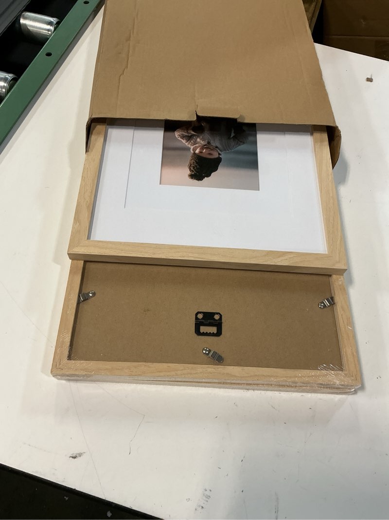 Condition photo showing Good Condition for kinlink 11x14 picture frame natural, solid wood frames 14x11 with acrylic plexiglass for pictures 5x7/8x10 with mat or 11x14 without mat, tabletop and wall display photo frame set of 4 natural 11x14
