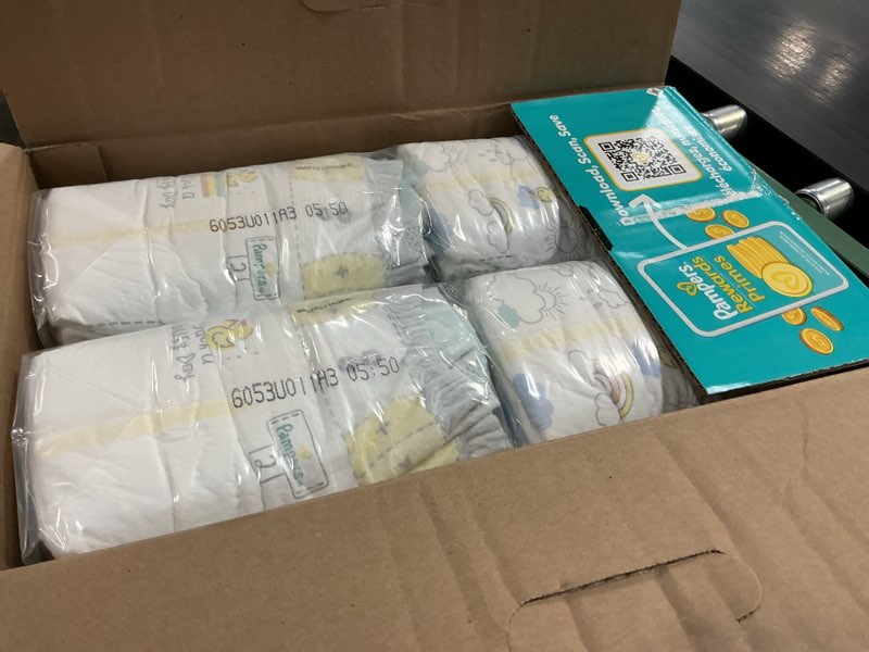 Condition photo showing New/Like New for pampers swaddlers diapers, size 2 (10-22 lbs), 84 count, absorbent, keeps baby dry and comfortable, skin safe disposable baby diaper (packaging may vary) size 2 84