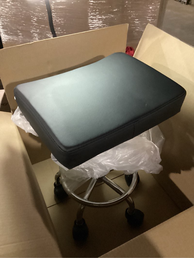 Condition photo showing Good Condition for KKTONER Square Rolling Stool PU Leather Height Adjustable Swivel Massage SPA Salon Stools Task Chair with footrest (Black)