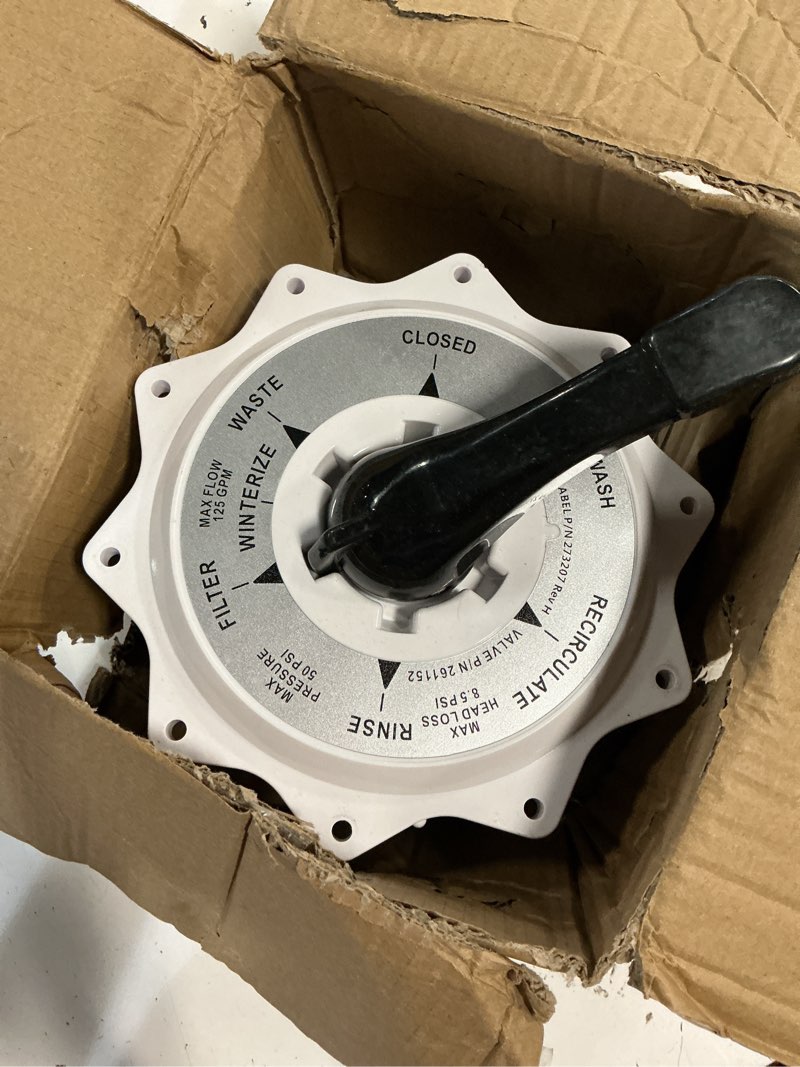 Condition photo showing As Is for 270067 2 inch top valve assembly fit for pentair hi-flow top and side mount pool spa multiport valve replace# 261177 261173 261152