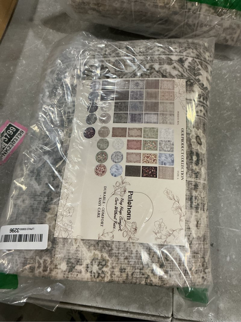 Condition photo showing Good Condition for machine washable kitchen runner rugs: 2'x 6' hallway rug stain resistant non slip low pile soft carpet runners for hallways indoor entryway kitchen laundry room bedroom bathroom farmhouse 2' x 6' (rectangular) brown grey cream