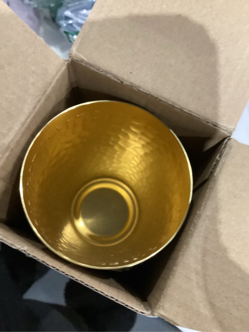 Condition photo showing Good Condition for geosar set of 12 gold metal tumblers 15 oz aluminum cold drink iced coffee cup aluminum tumblers, hammered beer cups for birthday party camping travel outdoors supplies