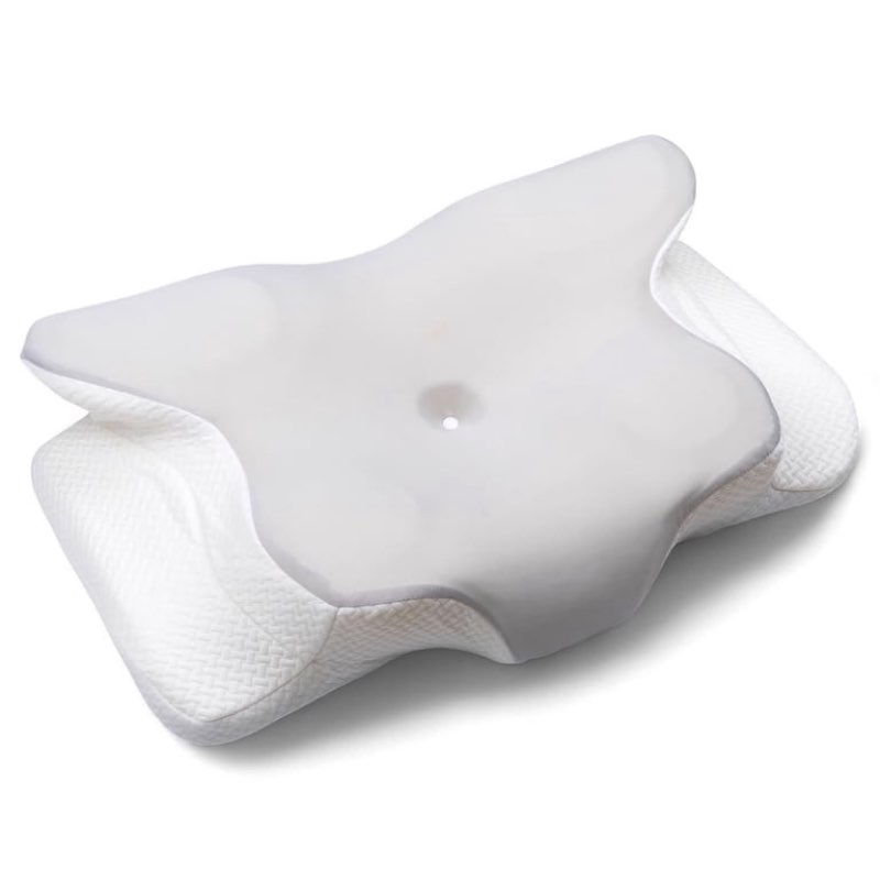 cervical butterfly pillow, orthopedic memory foam for neck & shoulder pain, white