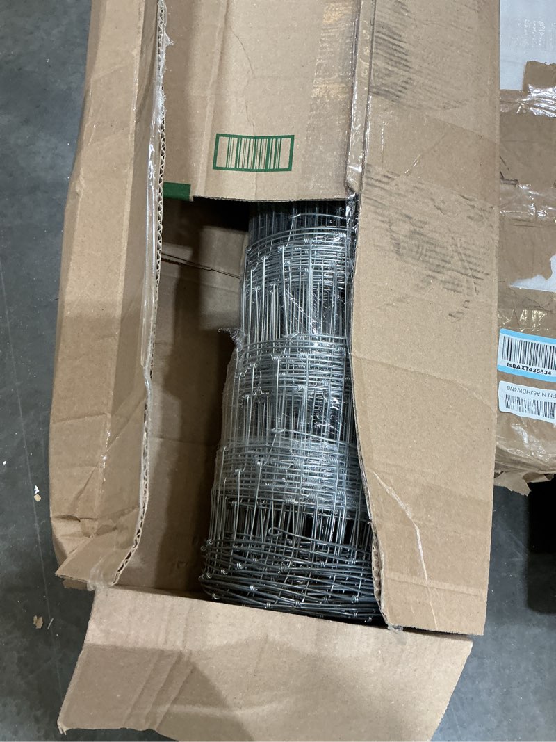 Condition photo showing New/Like New for cattle panel 4ft x 328ft 14 gauge heavy duty galvanized woven wire fence 12 gauge border 8in to 3.5in mesh for goat sheep hog deer horse livestock fencing yard garden field agricultural farm ranch 14ga 4x328ft