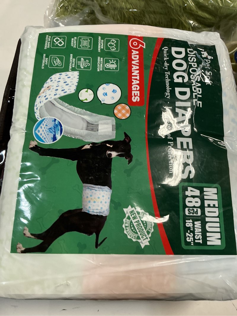 Condition photo showing New/Like New for Pet Soft Disposable Dog Dipaers - Male Dog Wraps Wetness Indicator, Ultra Absorbent Puppy Diapers Male for Excitable Urination or Incontinence, 48pcs Medium Mixed-Pack of 48 Medium