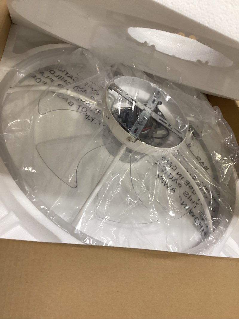 Condition photo showing Good Condition for volisun low profile ceiling fans with lights and remote, 23.6in flush mount ceiling fans with light, 3000k-6500k dimmable fandelier led fan light, white bladeless ceiling fans with lights for bedroom white 23.6 inch