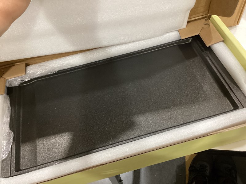Condition photo showing Good Condition for upgraded wb31x24738 cast iron griddle replacement for ge appliance stove range cooktop, nitrided & vegetable oil seasoned, wb31x49806 19.5"×9" gas stove top center part, no ftfe & pfas