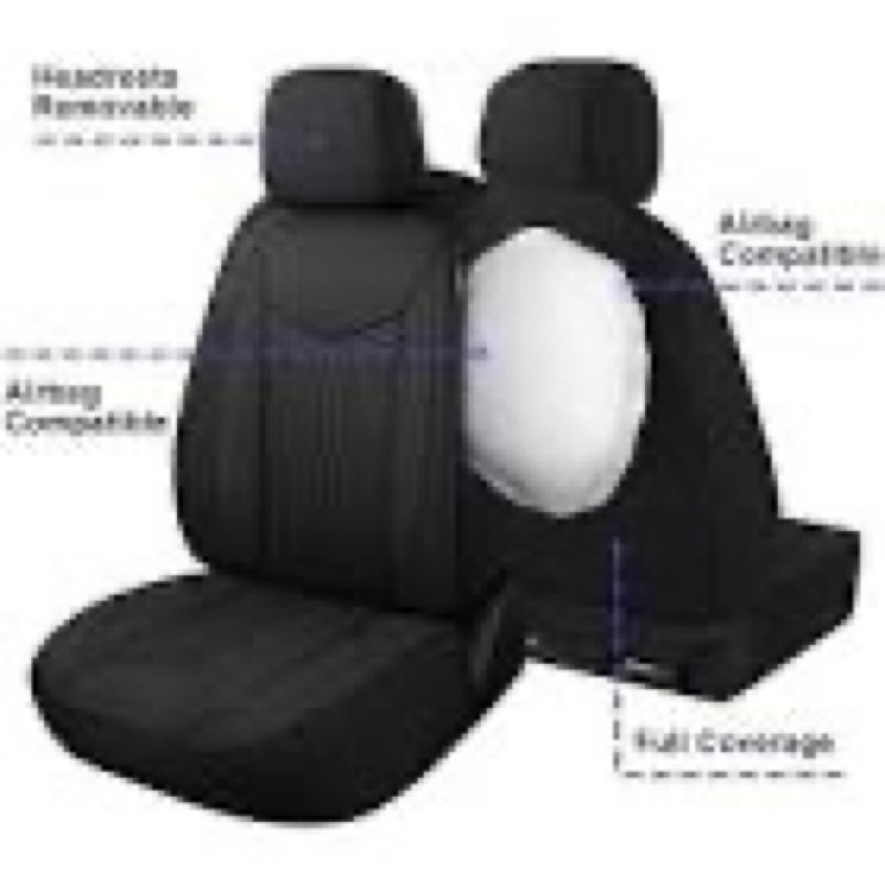 caromop waterproof car seat cover full seats, neoprene seat covers for cars,split bench compatible car interior covers, universal fit most car sedan truck suv(black) black full set