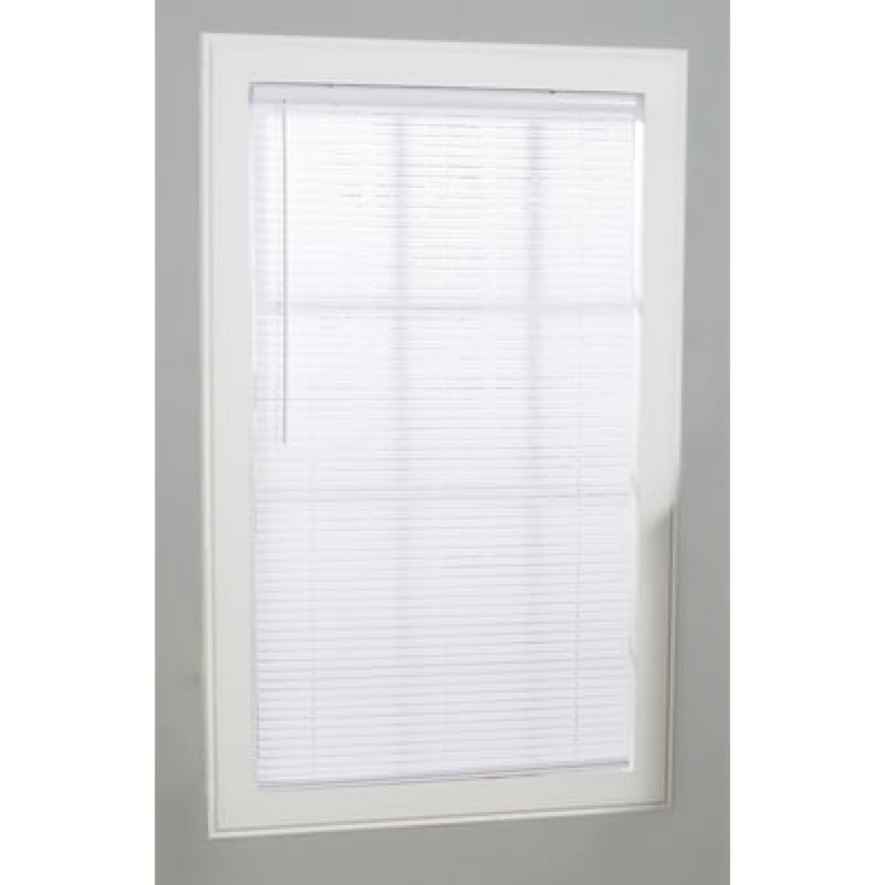 project source 1-in slat width 25-in x 72-in cordless white vinyl light filtering mini-blinds