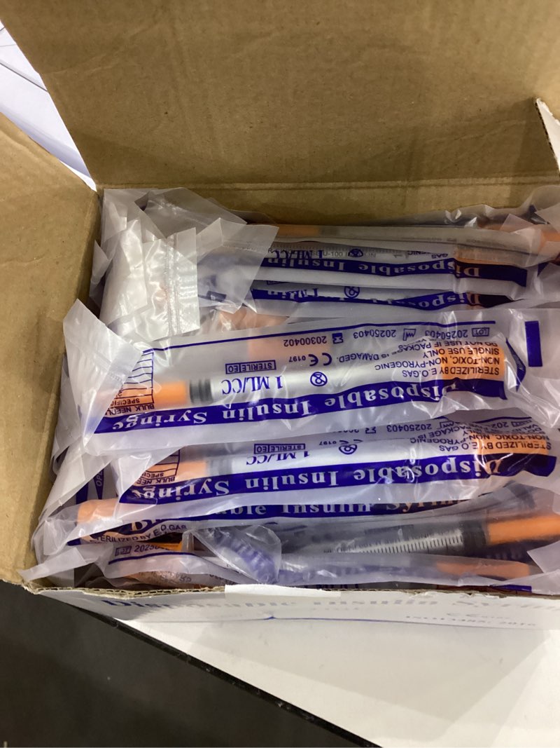 Condition photo showing Good Condition for U-100 1cc Syringes with 31g 5/16" (8mm) , Individually Wrapped, Pack of 100 1cc 31g 5/16 In 100 Pack