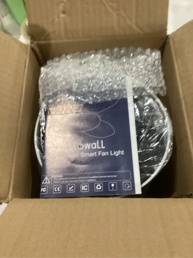 Condition photo showing Good Condition for Small Ceiling Fan with Lights, 25 Inch Flush Mount with Remote Control, Reversible Quiet DC Motor, White, 3 Blades, 6 Speeds, Dimmable LED, Adjustable Color Temperature, Timer white 25inch