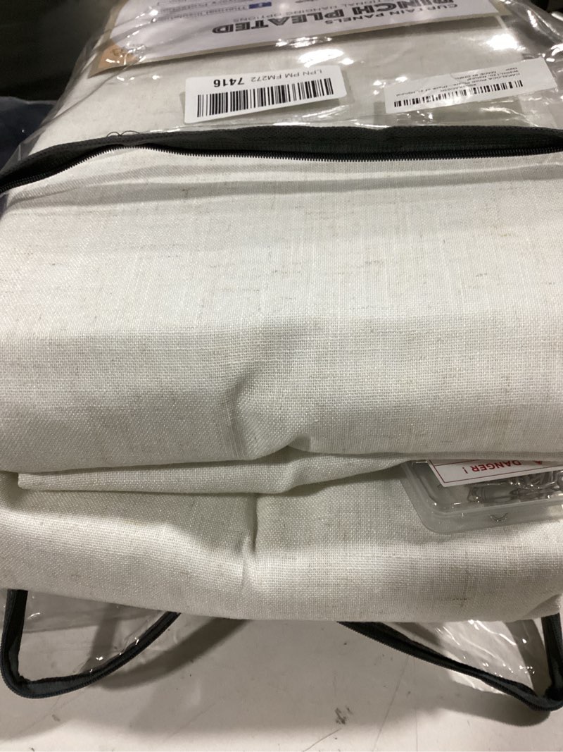 Condition photo showing Good Condition for CAPALOCA Pinch Pleated Blackout Curtains 120 Inch Long, Linen Blend, 100% Blackout Drapes with 20 Hooks, Ideal for Bedroom and Living Room, 40" W x 120" L (Pack of 2), Natural C01 Natural 40"W x 120"L (Pack of 2)