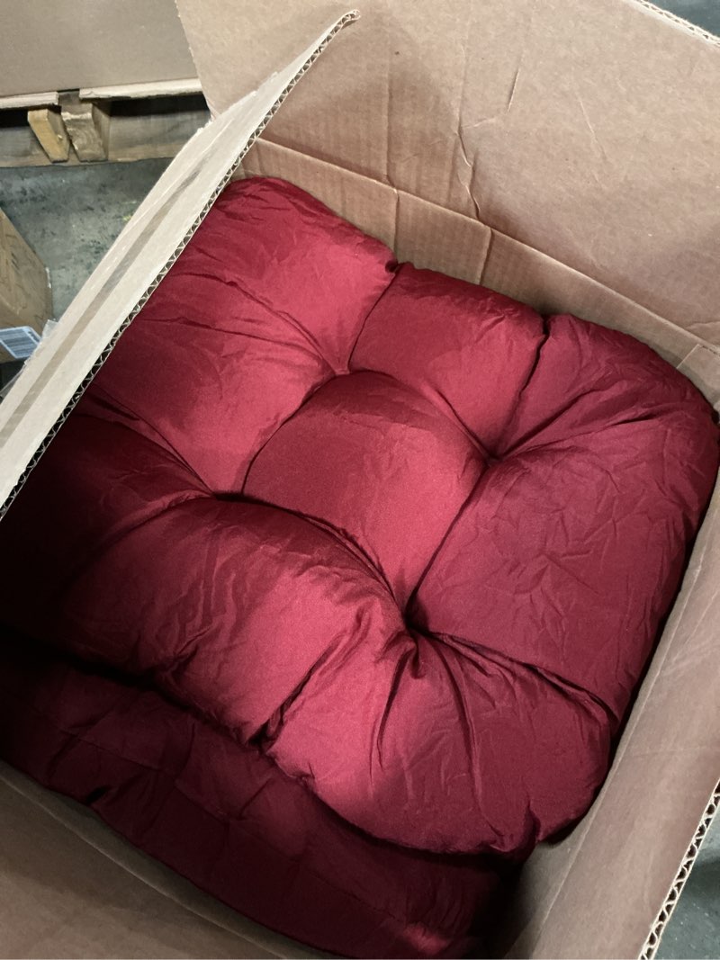 Condition photo showing Good Condition for wicker chair cushions, waterproof outdoor loveseat cushions for patio furniture, tufted wicker furniture cushions, 1 loveseat and 2 u-shaped cushions, red red wicker chair cushion