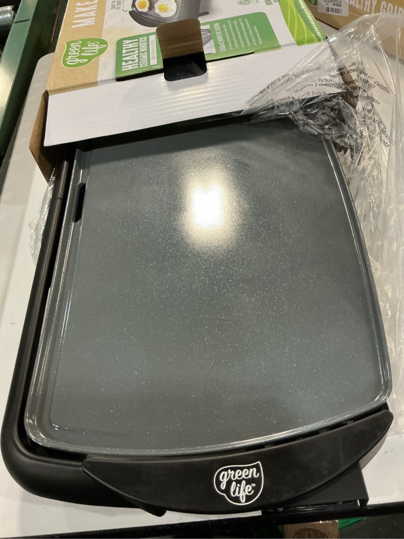 Condition photo showing Good Condition for greenlife 20" extra large electric griddle, black | pfas-free ceramic nonstick coating, temperature control, removable dishwasher safe drip tray, pancakes, eggs, omelet, burgers graphite black