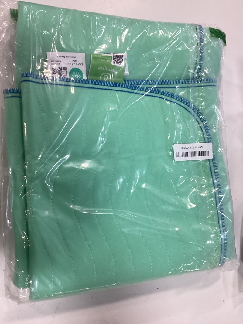 Condition photo showing Good Condition for improvia® washable underpads, 34" x 52" (pack of 2) - heavy absorbency reusable incontinence pads for kids, adults, elderly, and pets - waterproof protective pad for bed, couch, sofa, furniture, floor green 34"x52" (pack of 2)