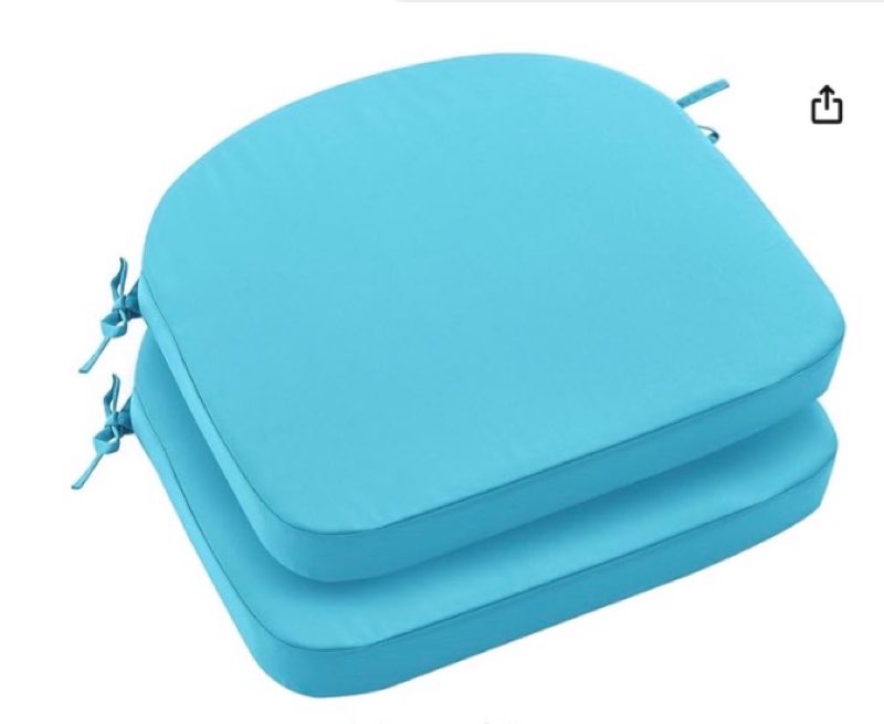  Outdoor Chair Cushions Set of 2: Waterproof & Fade Resistant Patio Furniture Cushions - 18.5 x 16 x 2 Inch Non Slip Round Corner Seat Cushion Pads with Removable Cover for Garden Yard Lawn, Teal