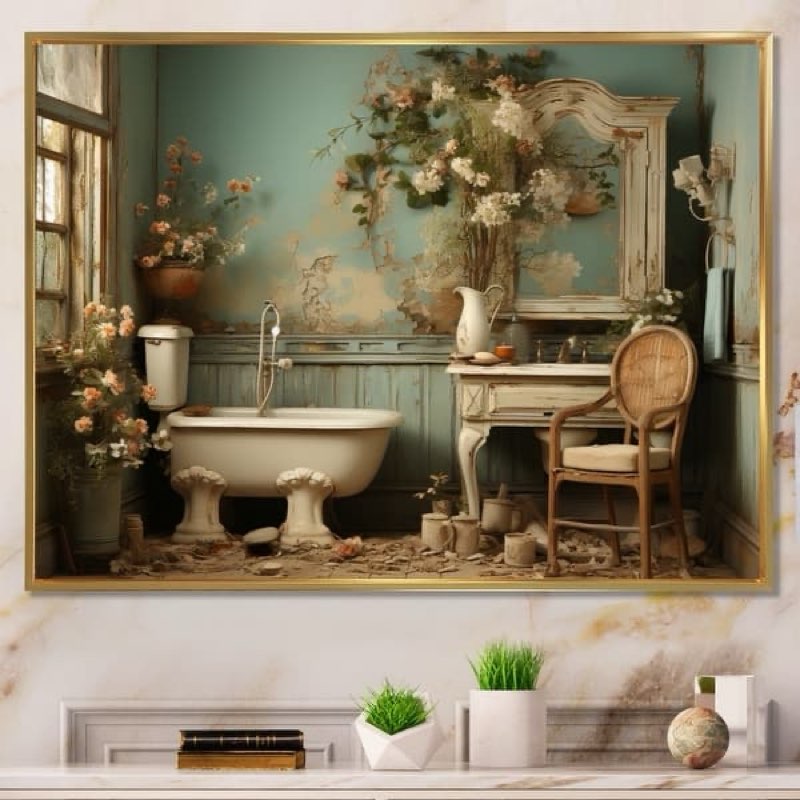 Designart "Bathroom Toilet Vintage Charm III" Bath & Laundry Framed