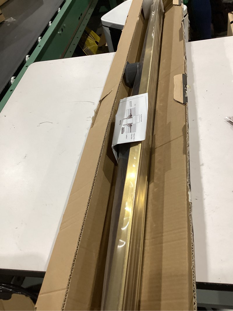 Condition photo showing Good Condition for linear shower drain, 54 inch gold shower drain with removable tile insert grate, 2 in 1 bathroom modern 304 stainless steel brushed gold shower floor drain with adjustable feet,hair filter brushed gold 54in