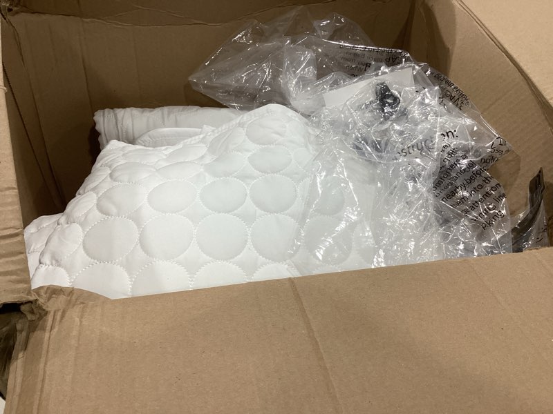 Condition photo showing As Is for southshore fine living, inc. king size white quilt bedding set with 2 pillow shams, quilted summer comforter, king size, light weight bedspread, california/king quilt coverlet, bright white 25 - white circle stitch king / california king