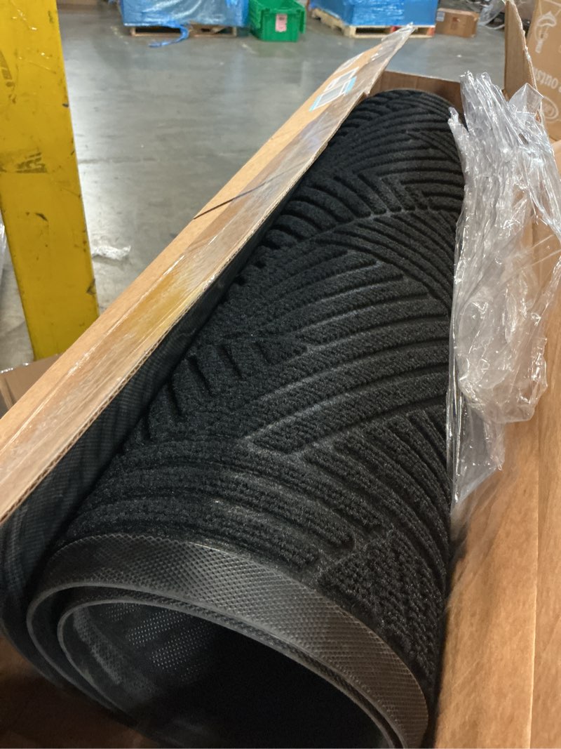 Condition photo showing Good Condition for smiry front door mat outside entrance, heavy duty sturdy natural rubber doormat, trap dirt and moisture, easy clean low profile welcome floor mats for indoor outdoor entry, 59x34 inch, black black irregular triangle rectangular 59" x 34"
