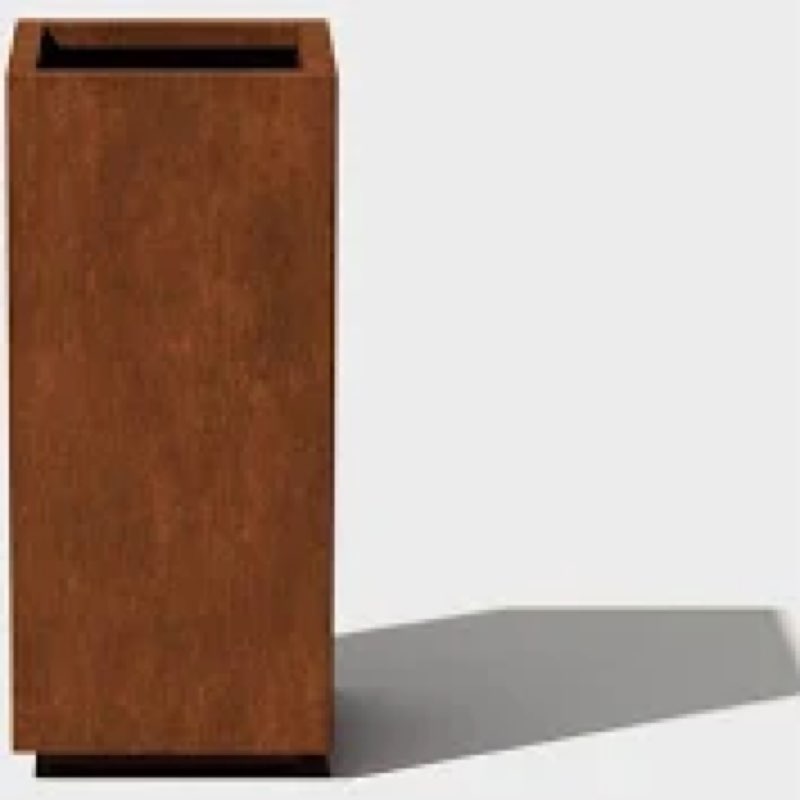 Modern Cor ten Steel Planter – 28” Tall Planters with Removable Insert Shelf | Heavy-Duty Rust-Resis