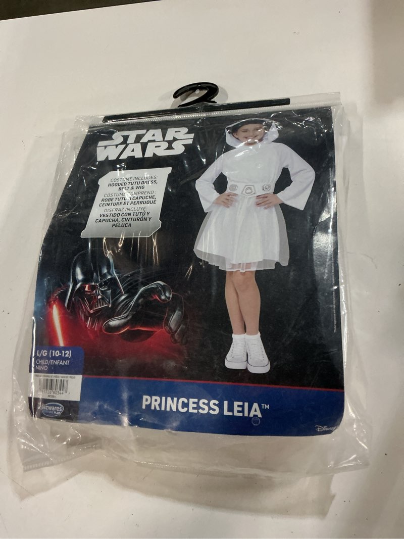 Condition photo showing Good Condition for Star Wars Princess Leia Official Youth Halloween Dress - Premium Quality Printed Dress with Wig and Belt L (10-12))