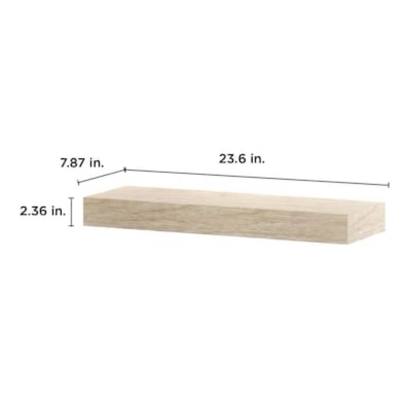 allen + roth 8-in d x 24-in l light wood particleboard rectangular floating shelf