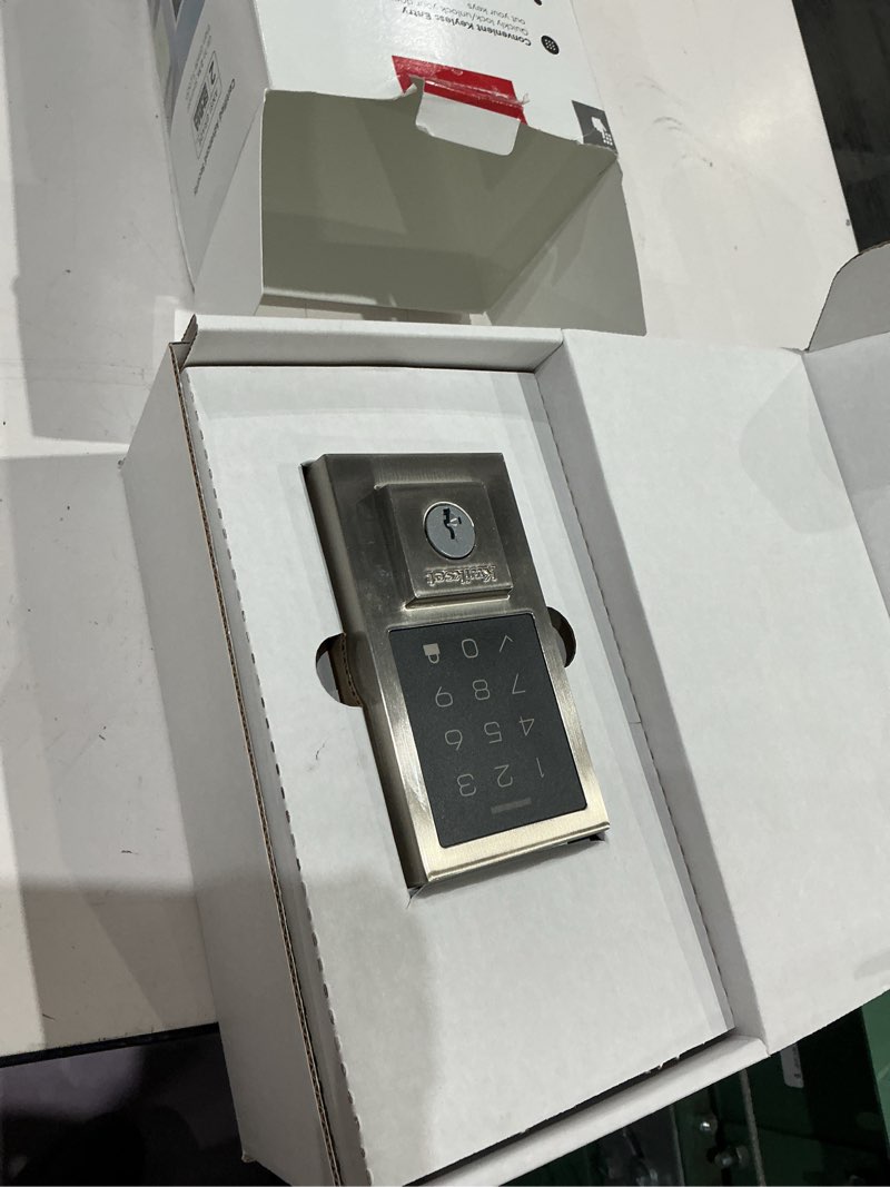 Condition photo showing As Is for kwikset 270 smartcode satin nickel metal electronic touch pad deadbolt