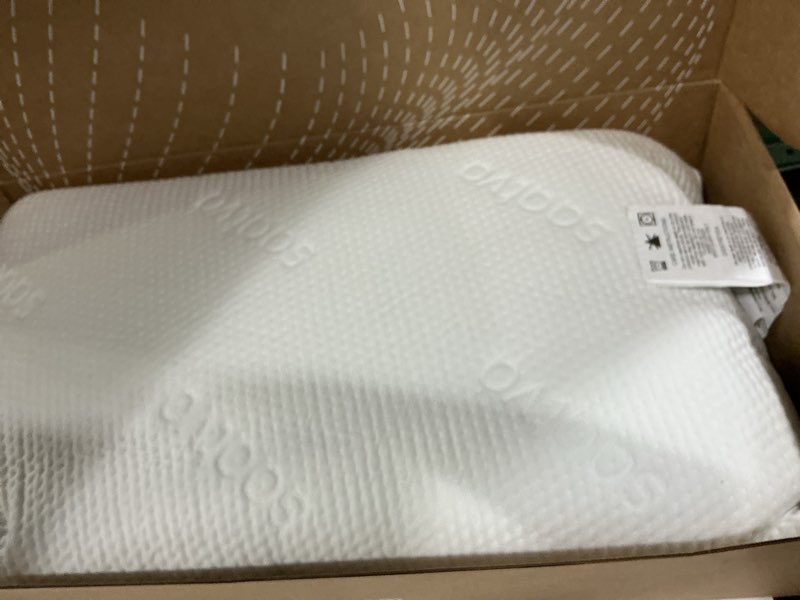 Condition photo showing As Is for saatva cloud memory foam pillow - gel-infused shredded memory foam fill - lofty & contouring pillow - for any sleep position - 1 pack, queen (28"x16") standard/queen (pack of 1)