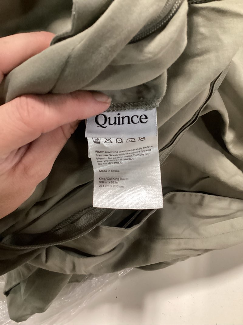 Condition photo showing As Is for signature giza cotton sateen duvet cover, king/cal king, dried sage
