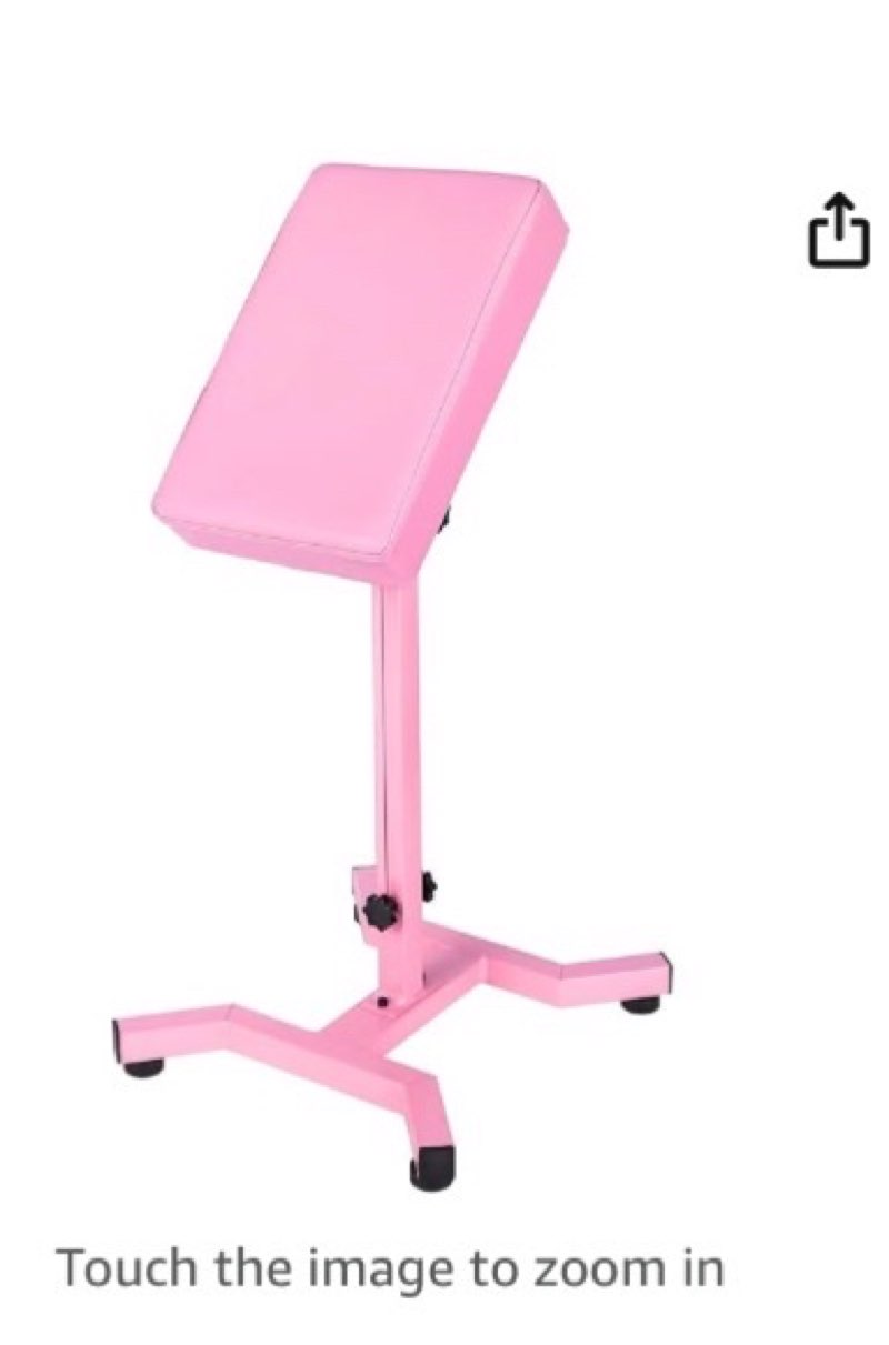 HUOXOU Pink Tattoo Arm Rest, Arm Rest Tattoo, Arm Rest for tattooing, Tattoo Arm Rest Stand, Tattoo Armrest, Four-corner base Stability Strongly, Adjustable Height, Thicken Soft Sponge Pad
