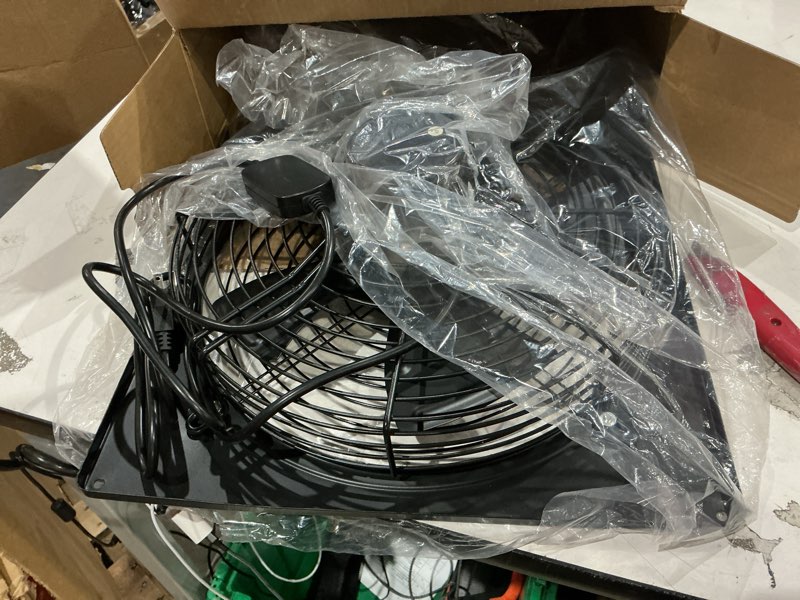 Condition photo showing Good Condition for 12 inch window & wall mounted exhaust fan, 720 cfm high speed ventilation fan, 1460 rpm industrial extractor fan with adjustable speed for basement, garage, home, office & commercial use