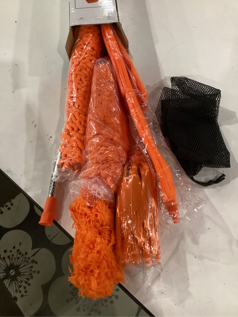 Condition photo showing Good Condition for cobweb duster with extension pole,cleaner outdoor 110" telescoping extended sspider brush, dusting kit,long handle reach for high ceilings and fans,microfiber webster remover tools feather dusters