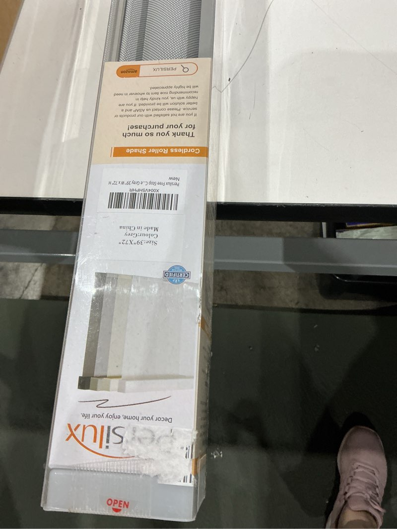 Condition photo showing Good Condition for persilux custom size cordless roller blinds for windows blackout shades with jacquard cassette valance, privacy light control, single jacquard roller blinds for living room, bedroom and door, white