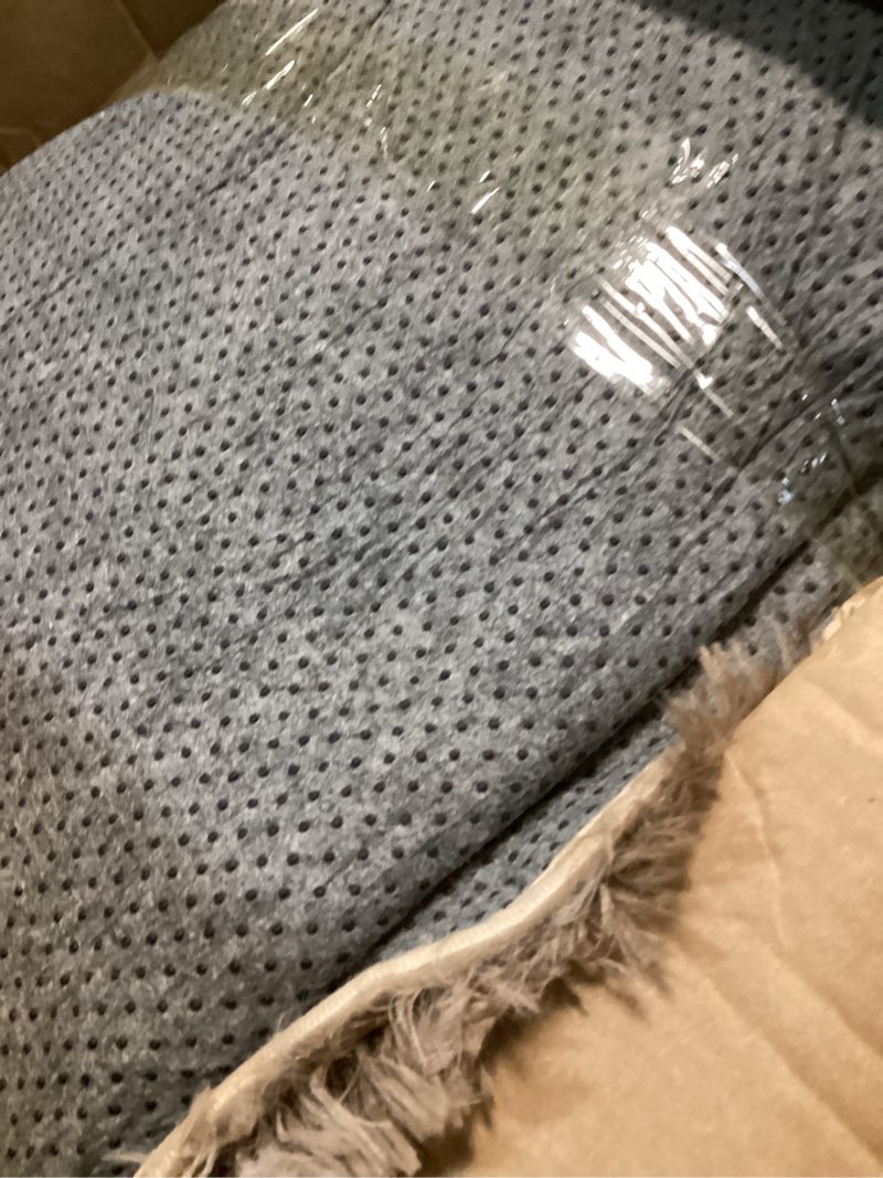 Condition photo showing As Is for 2x3 Rugs for Bedroom, Fluffy Area Rugs for Living Room, Soft Shag Kids Rug Small Carpet with 4 Non-Slip Rug Pads (Light Tan, 2ft x 3ft) Light Tan 2' x 3' (Rectangular)