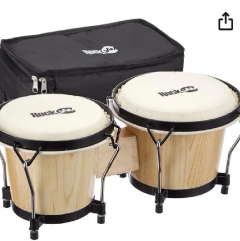 rockjam 7" and 8" bongo drum set with padded bag and tuning key
