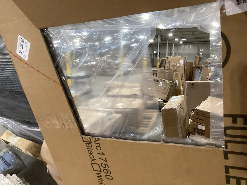 Condition photo showing As Is for Delma Full Length Mirror, Large Floor Mirror for Wall, Bedroom, Bathroom, Living Room with Aluminium Frame (Stand, Arch 69x24, Black)