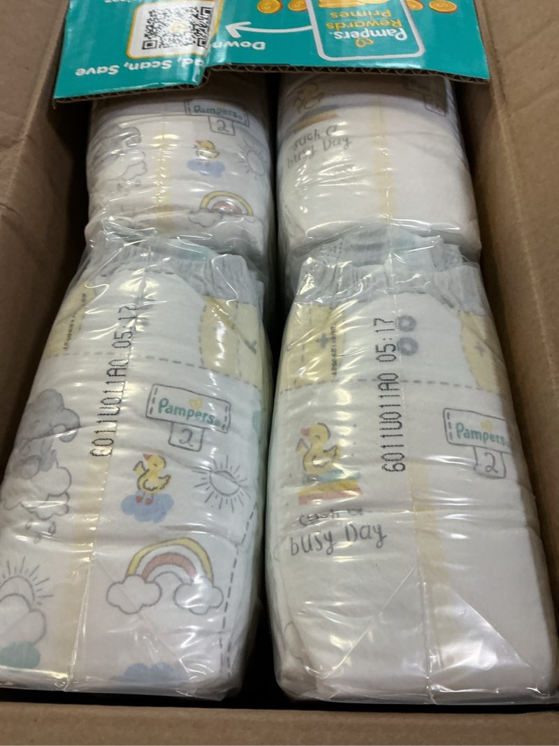Condition photo showing New/Like New for pampers swaddlers diapers, size 2 (10-22 lbs), 84 count, absorbent, keeps baby dry and comfortable, skin safe disposable baby diaper (packaging may vary) size 2 84
